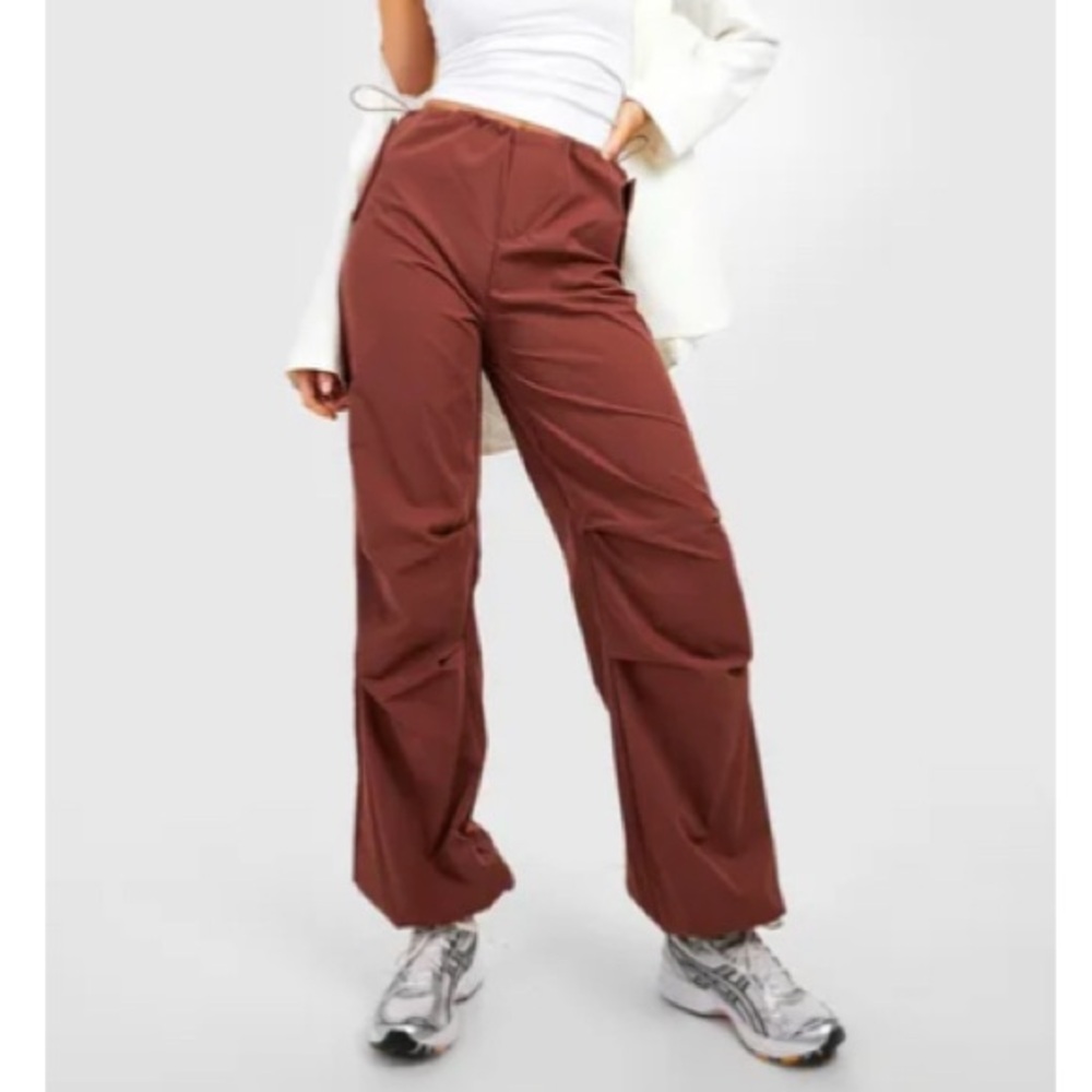 Boohoo Chocolate (reddish) Elastic Waist Pants